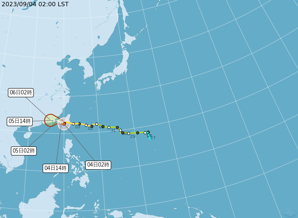 海葵颱風移動路徑。（圖／翻攝自中央氣象局）