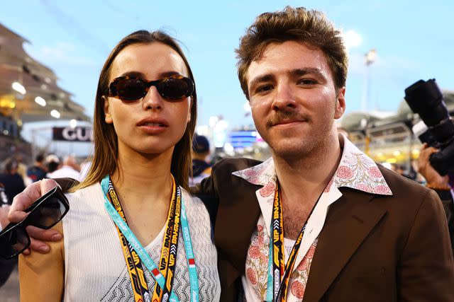 <p>Mark Thompson/Getty</p> Olivia Monjardin and Rocco Ritchie at F1 Grand Prix of Bahrain on March 2