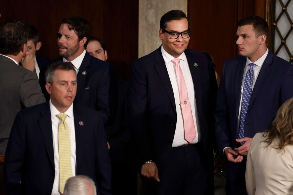 PHOTO: Rep. George Santos arrives for an address by Israeli President Isaac Herzog during a joint meeting of Congress at the U.S. Capitol on July 19, 2023 in Washington. (Anna Moneymaker/Getty Images)