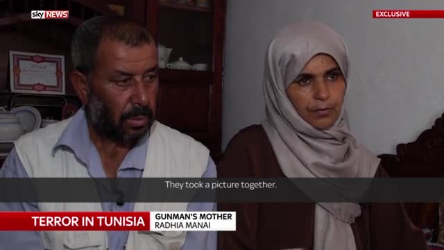 The mother of the man who killed 38 tourists on a beach in Tunisia tells Sky News she believes her son was framed.