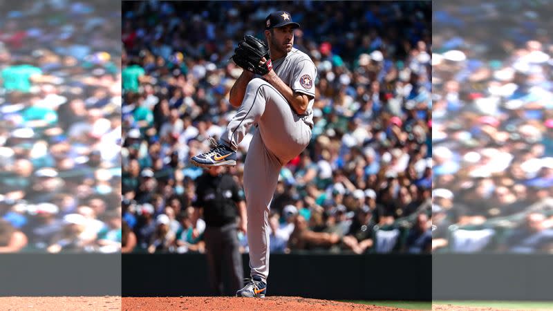 韋蘭德（Justin Verlander）成為大聯盟本季首位拿下13勝的投手。（圖／翻攝自太空人推特）