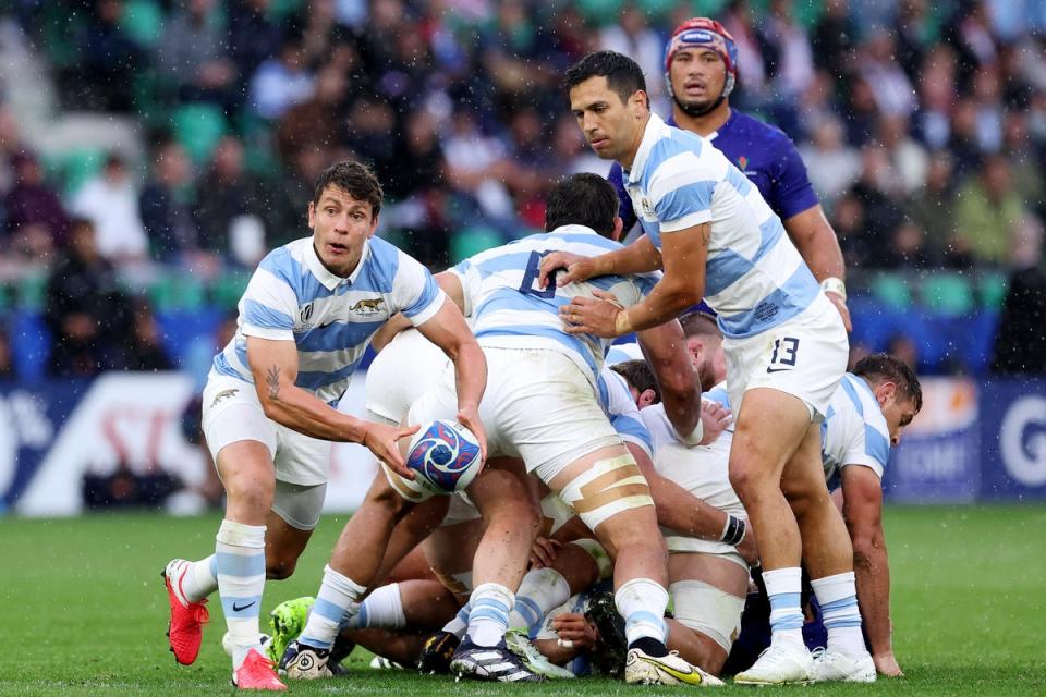 Gonzalo Bertranou (passing ball) has been brought in to the Argentina side to face New Zealand  (Getty Images)