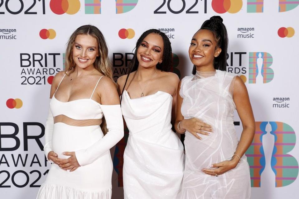 little mix, perrie edwards, jade thirlwall and leigh anne pinnock, at the 2021 brit awards