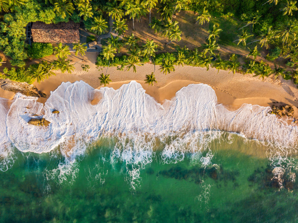 Golden sands and blue waters from above