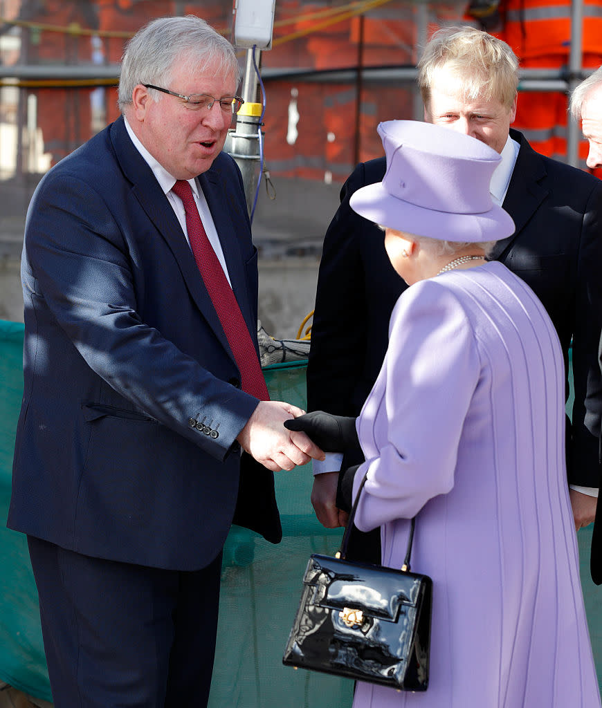 Patent leather for a visit to the Crossrail station site at Bond Street on February 23, 2016 in London, England. (Photo by Max Mumby/Indigo/Getty Images)