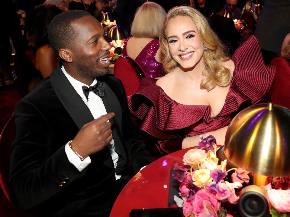 Rich Paul and Adele attend the 65th GRAMMY Awards at Crypto.com Arena on February 05, 2023 in Los Angeles, California