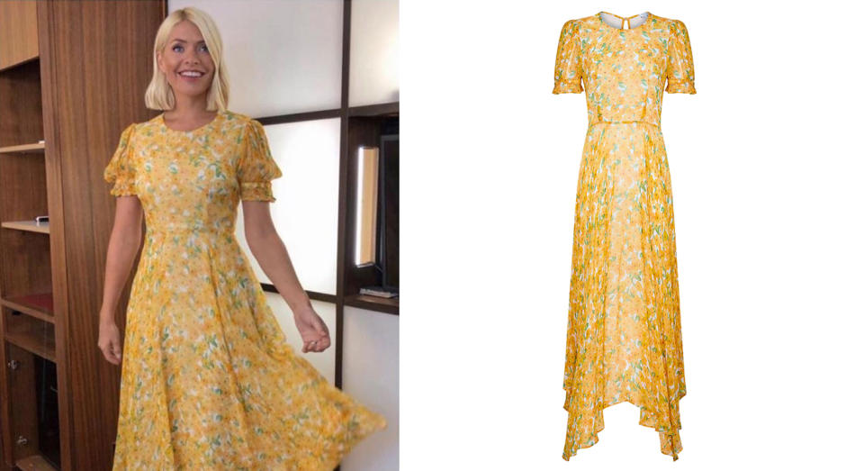 Holly Willoughby celebrate a decade on This Morning wearing a Ghost dress [Photo: @hollywilloughby/ John Lewis]