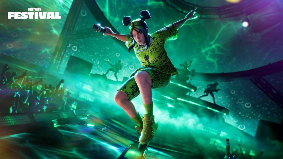 Billie Eilish was announced as the headline of the virtual Fortnite Festival that allows players to perform songs as her character similar to Rock Band.