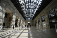 The interior of the Michigan Central Station is seen, Monday, May 13, 2024 in Detroit. A once hulking scavenger-ravaged monolith that symbolized Detroit's decline reopens this week after a massive six-year multimillion dollar renovation by Ford Motor Co., which restored the Michigan Central Station to its past grandeur with a focus squarely on the future of mobility. (AP Photo/Carlos Osorio)