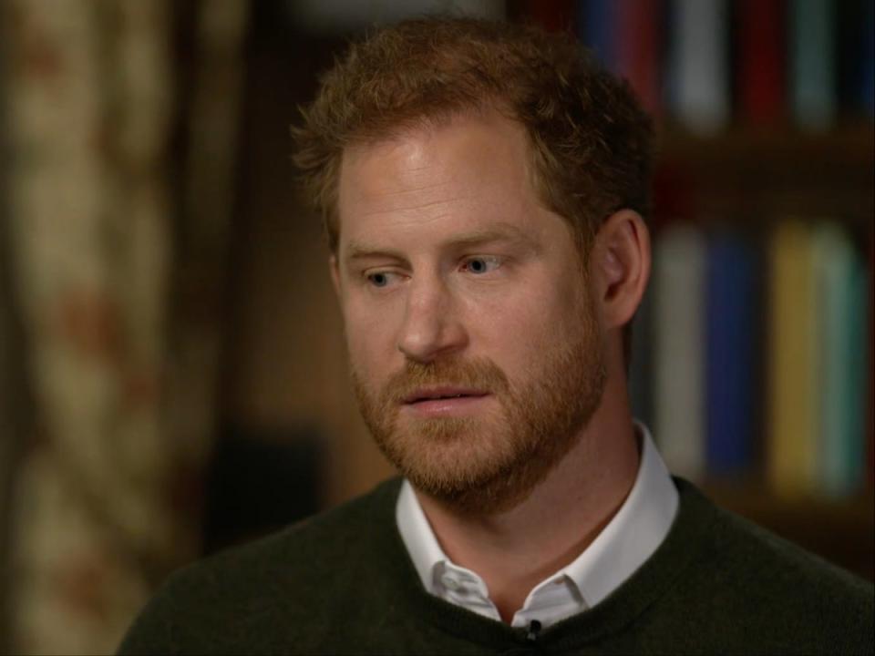 Prince Harry during a US TV interview with Anderson Cooper this week (CBS News)