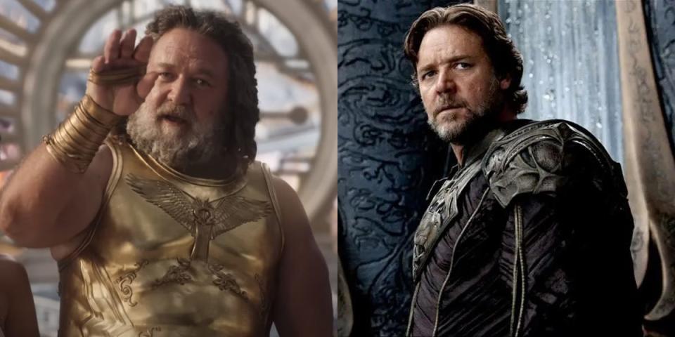 Russell Crowe as Zeus in MCU and Jor-El in "Man of Steel"