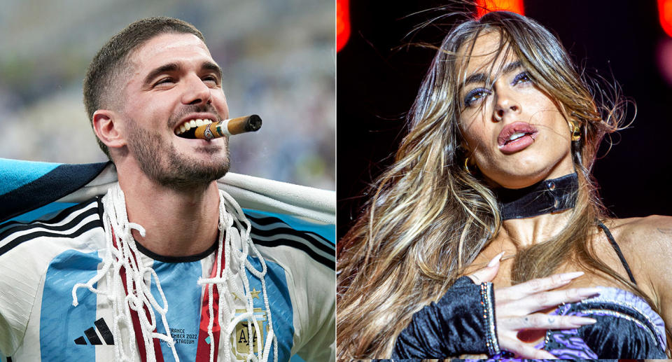 Rodrigo De Paul, jugador de la selección de Argentina en Qatar 2022 y  la cantante Tini Stoessel | Fotos: Getty Images