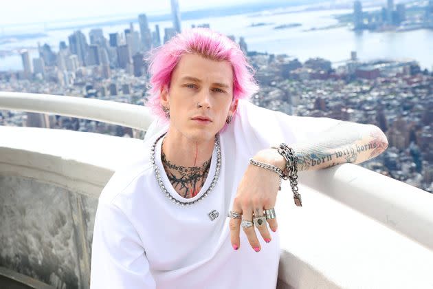 Machine Gun Kelly at the Empire State Building mere hours before the incident. (Photo: Arturo Holmes via Getty Images)