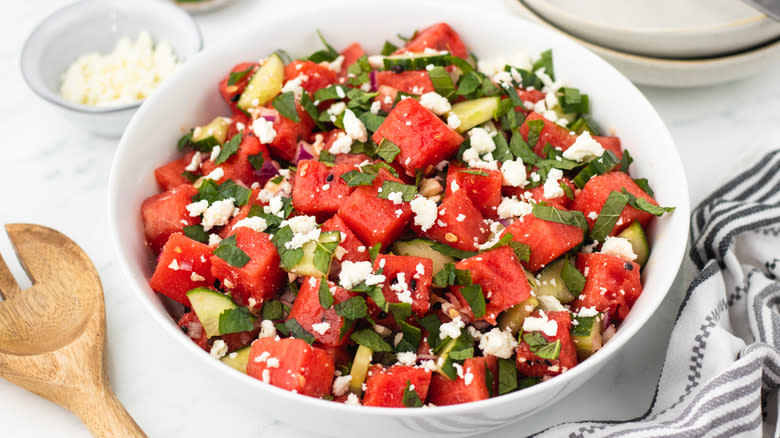 bowl of watermelon salad