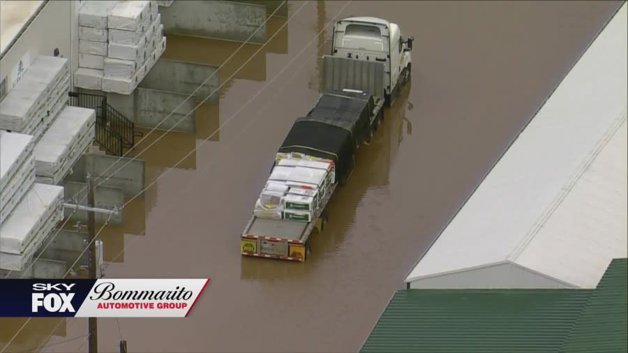 Flash flooding in St. Louis County after April 2, 2024 overnight storms. (Photo: SkyFOX powered by Bommarito Automotive Group)
