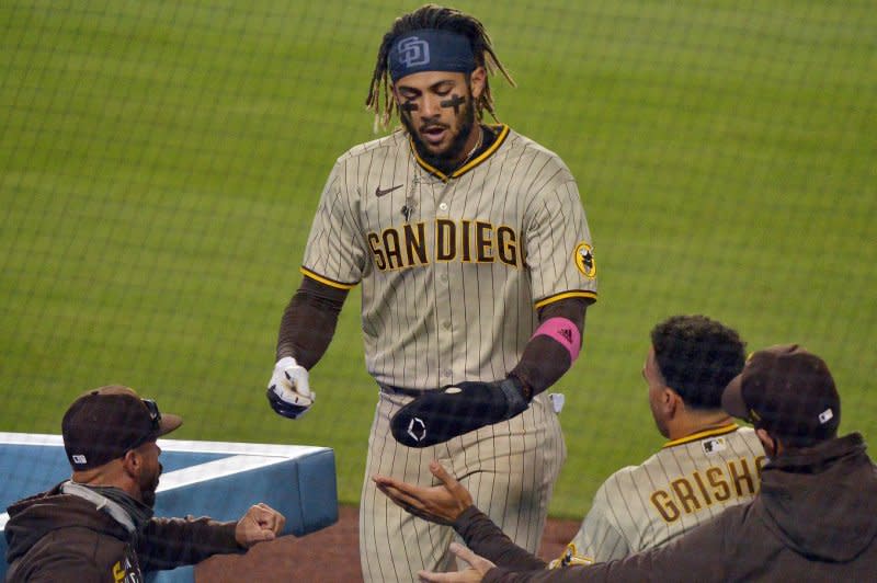 San Diego Padres star Fernando Tatis Jr. is now hitting .286 with four home runs and eight RBIs this season. File Photo by Jim Ruymen/UPI