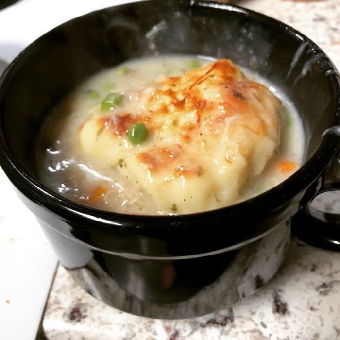 Cup of chicken and dumplings