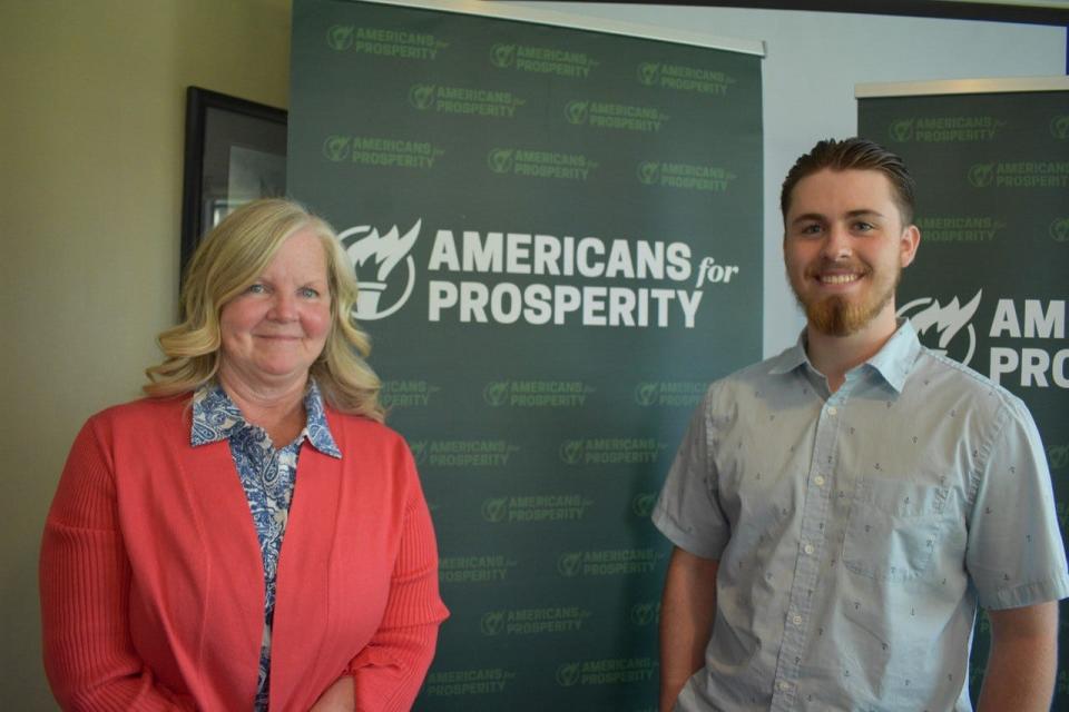 Sheri Bourne, left, will help organize the local AFP chapter when Luke Stinson, right, returns to college in Florida later this month.