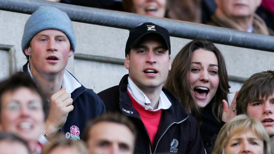 Young love at the rugby in 2007 (with a royal third wheel)