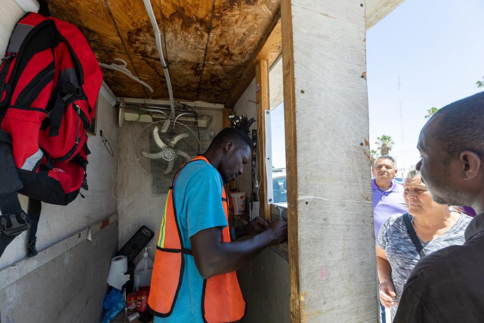 A group of about six Haitians work parking cars off Avenida Benito Juárez, the road leading to the Paso Del Norte international bridge. “Work is good. Things are manageable and going smoothly,” said 42-year-old Martial Blanc.