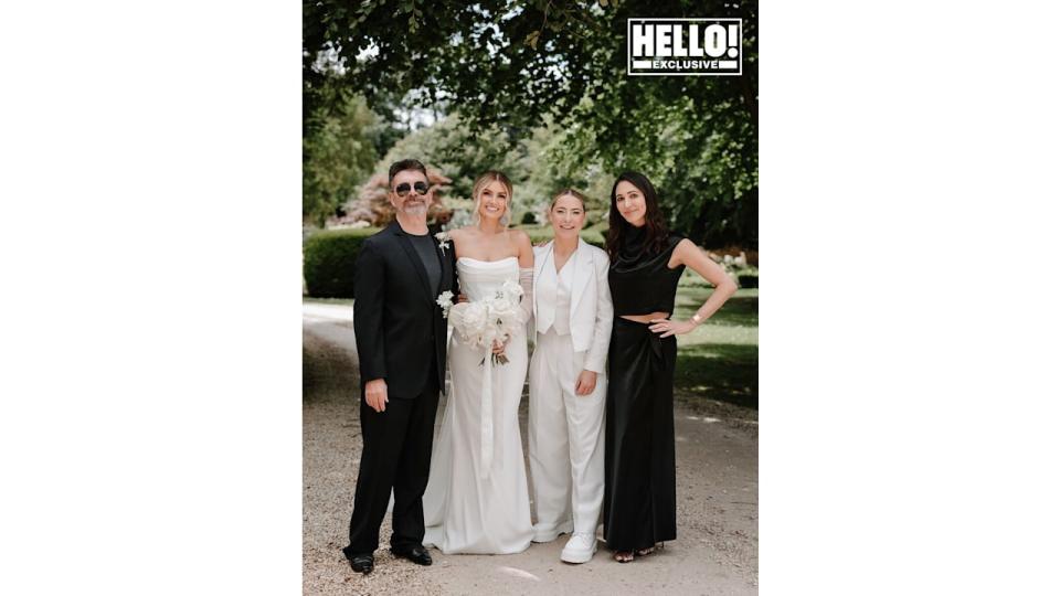 Simon Cowell and Lauren Silverman pose with Lucy Spraggan after her wedding