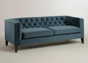 <body> <p>Just because space is limited doesn't mean your design needs to be! The Kendall Sofa brings home not only a comfortable seat for two, but also a sense of grandeur in even the smallest space thanks to its hand-tufted velvet upholstery job in the statement-making midnight blue. Plus, the shorter, 27-inch stature of this Midcentury-style sofa makes the walls feel taller than they might be—ideal where you're looking to fake high ceilings. <em>Available at <a rel="nofollow noopener" href=" http://www.anrdoezrs.net/links/7810566/type/dlg/http://www.worldmarket.com/product/midnight+blue+velvet+kendall+sofa.do" target="_blank" data-ylk="slk:World Market;elm:context_link;itc:0;sec:content-canvas" class="link ">World Market</a>; $699.99.</em> </p> <p><strong>Related: <a rel="nofollow noopener" href=" http://www.bobvila.com/slideshow/20-insanely-easy-ways-to-build-your-own-furniture-49790?#.V7YF7pMrKRs?bv=yahoo" target="_blank" data-ylk="slk:20 Insanely Easy Ways to Build Your Own Furniture;elm:context_link;itc:0;sec:content-canvas" class="link ">20 Insanely Easy Ways to Build Your Own Furniture</a> </strong> </p> </body>