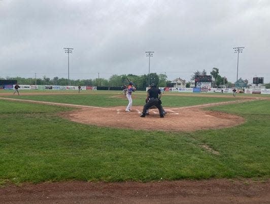 Eddie Wright fires a pitch versus Brookfield on Saturday, May 28