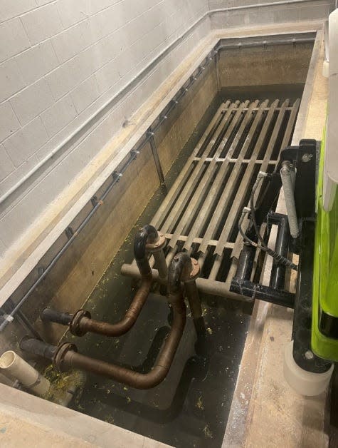 Image of the ice drain that Detroit Red Wings Zamboni driver Al Sobotka urinated into at the back of the Zamboni room in Little Caesars Arena in 2022. He was fired two weeks later.