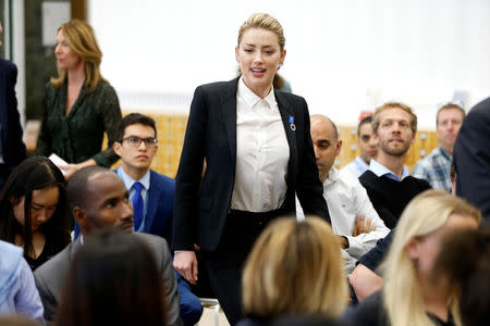 American actress Amber Heard speaks about her human rights experiences on the occasion of the 70th anniversary of the Universal Declaration of Human Rights at United Nations in Geneva, Switzerland, October 22, 2018. REUTERS/Pierre Albouy