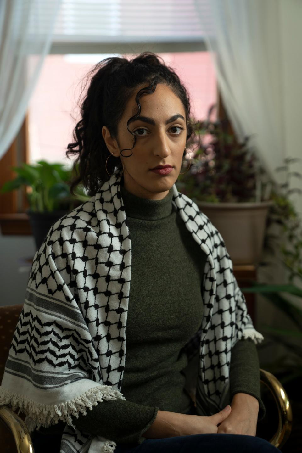 Dec 9, 2023; NJ, USA; Jannine Masoud, a Rutgers Law School student, said fellow students threatened to dox her and other members of the Rutgers chapter of the National Lawyers Guild over a statement they released supporting Palestinians.