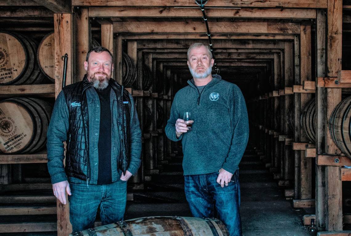Wilderness Trail founders Pat Heist, left and Shane Baker will be staying with the distillery and the brand they created after it is sold to Campari.