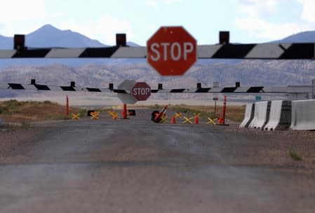 Closed gates at the entrance to Area 51 as an influx of tourists responding to a call to 'storm' Area 51, a secretive U.S. military base believed by UFO enthusiasts to hold government secrets about extra-terrestrials, is expected in Rachel, Nevada