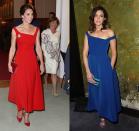 <p>Mandy Moore wore the blue version of the Preen by Thornton Bregazzi tea-length dress Kate wore during her 2016 royal tour of Canada. Of course, Kate added a few royal touches, like her <a href="https://www.harpersbazaar.com.sg/watches-jewels/kate-middleton-maple-leaf-brooch-jewellery/" rel="nofollow noopener" target="_blank" data-ylk="slk:diamond maple leaf broach;elm:context_link;itc:0;sec:content-canvas" class="link ">diamond maple leaf broach</a>.</p>