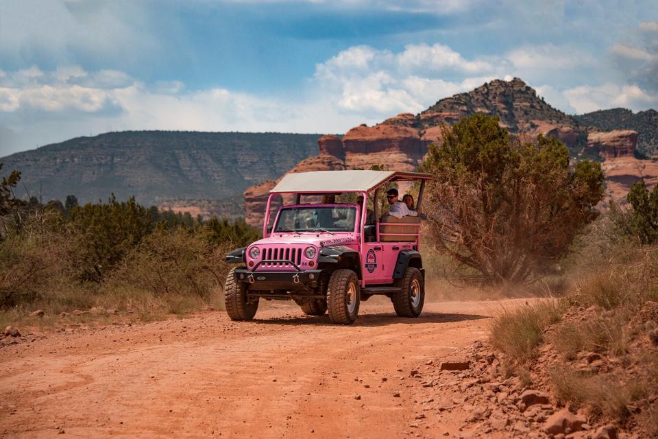 The Jeep Wranglers at Pink Adventure Tours on the Red Rock Range in Sedona