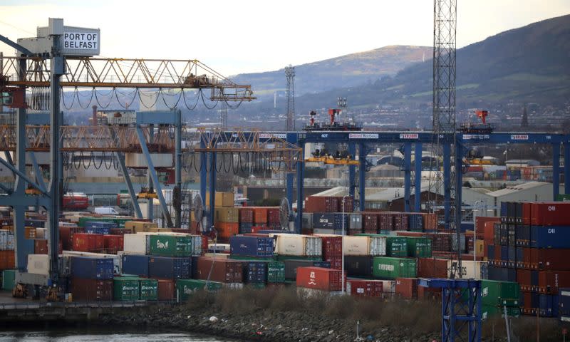 FILE PHOTO: Shipping containers are seen at the Port of Belfast