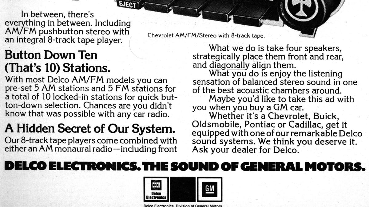 GM AM/FM Stereo, 8-Track Tape Deck