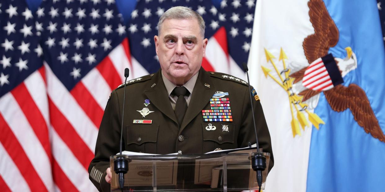 Gen. Mark Milley speaking during a press conference.