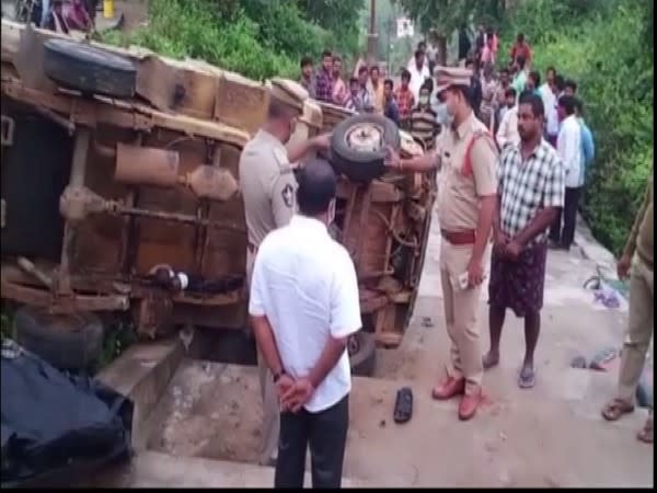 Visulas from the accident site in East Godavari. (Photo/ANI)