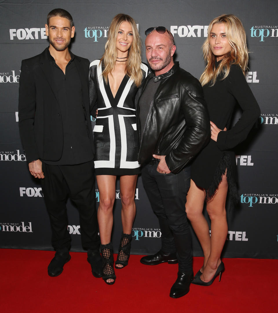 Didier with his fellow Australia’s Next Top Model judges and mentor, Jennifer Hawkins, Alex Perry and Cheyenne Tozzi. Source: Getty Images