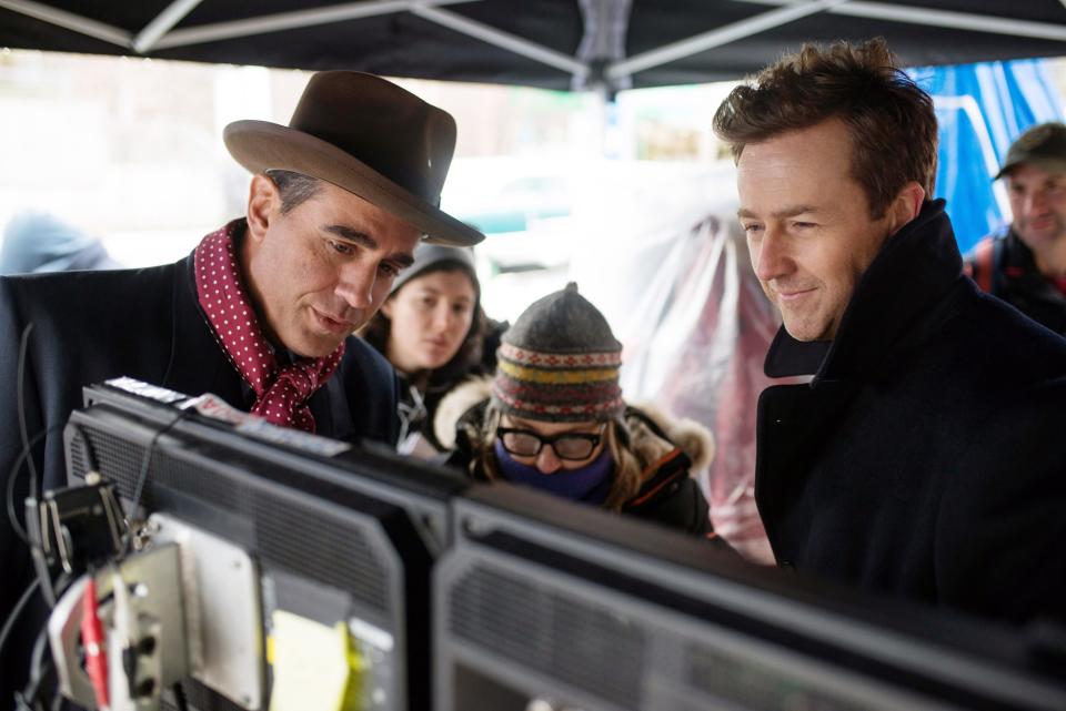Edward Norton and Bobby Cannavale on the set of "Motherless Brooklyn."