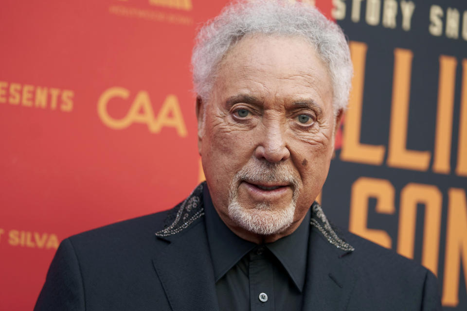 Tom Jones arrives at Willie Nelson 90, celebrating the singer's 90th birthday, on Saturday, April 29, 2023, at the Hollywood Bowl in Los Angeles. (Photo by Allison Dinner/Invision/AP)