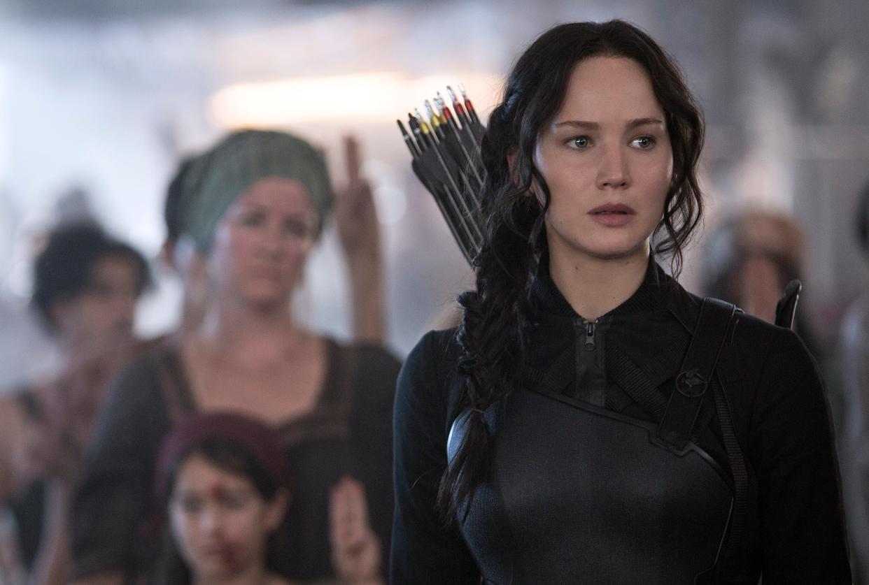 Jennifer Lawrence as heroine Katniss Everdeen in 2014's "The Hunger Games: Mockingjay - Part 1."