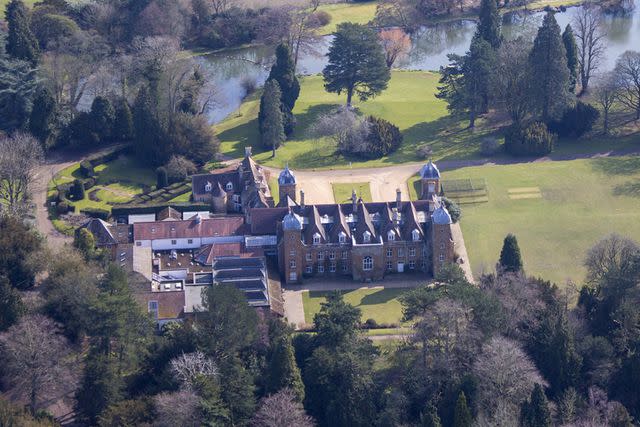 <p>Getty Images</p> An aerial view of Maidewell Hall in Northampton, England, in March 2018.