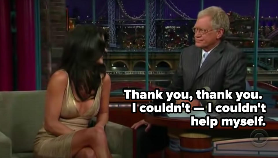 David Letterman saying, "Thank you, thank you. I couldn't — I couldn't help myself."