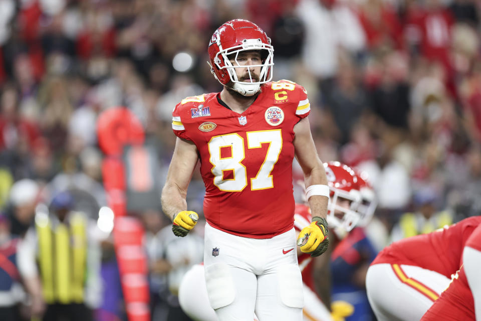 Travis Kelce on the field