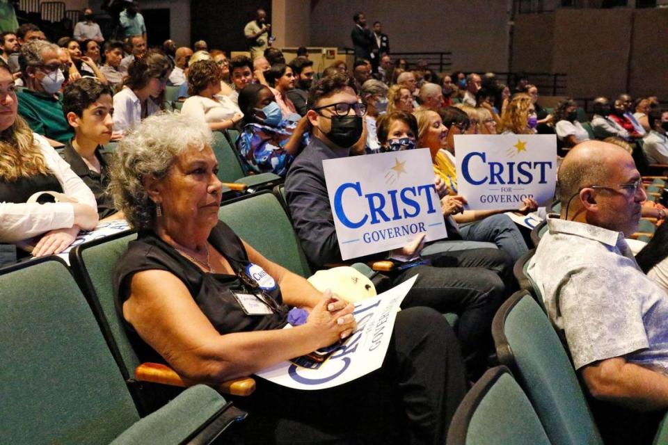 Democrats participate in the gubernatorial public forum hosted by the Miami-Dade Democratic Party on Saturday, May 28, 2022, at Julius Littman Performing Arts Theater in North Miami Beach.