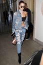 <p>In double denim and Dior sunglasses in Milan. </p>