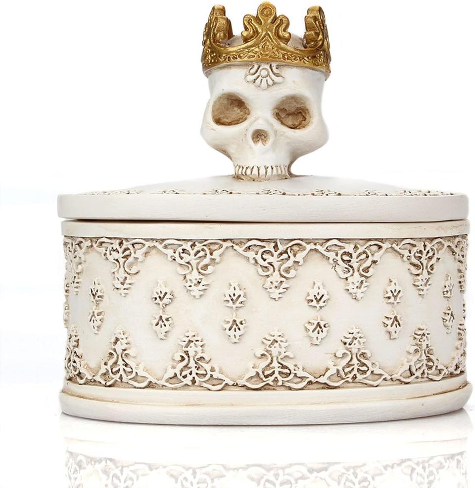 Skeleton Head Jewelry Box Jewelry Holder Organizer Halloween Decorations Home Skull Decor White