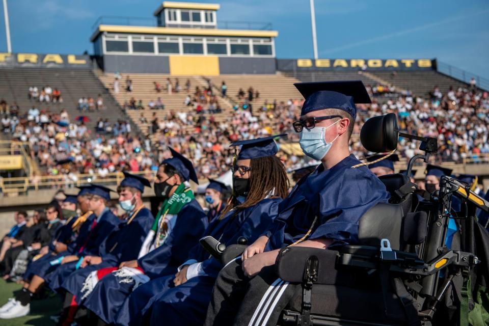 Scenes from Battle Creek Central's commencement ceremony on Friday, June 4, 2021 at C.W. Post Stadium in Battle Creek, Mich.