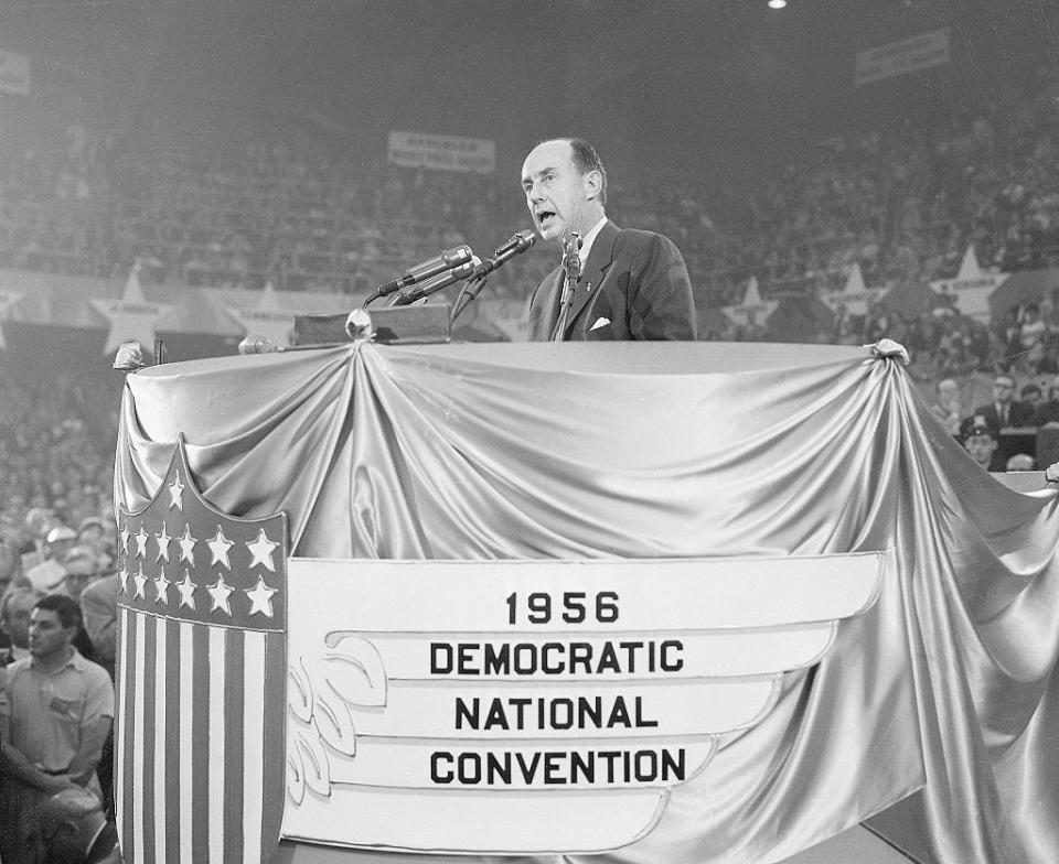 Adlai Stevenson speaks at the 1956 Democratic National Convention